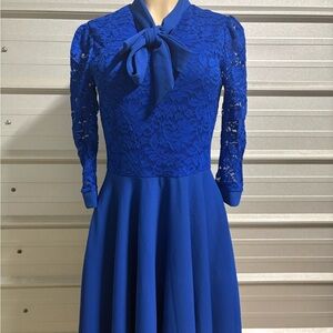Elegant Blue Lace Dress